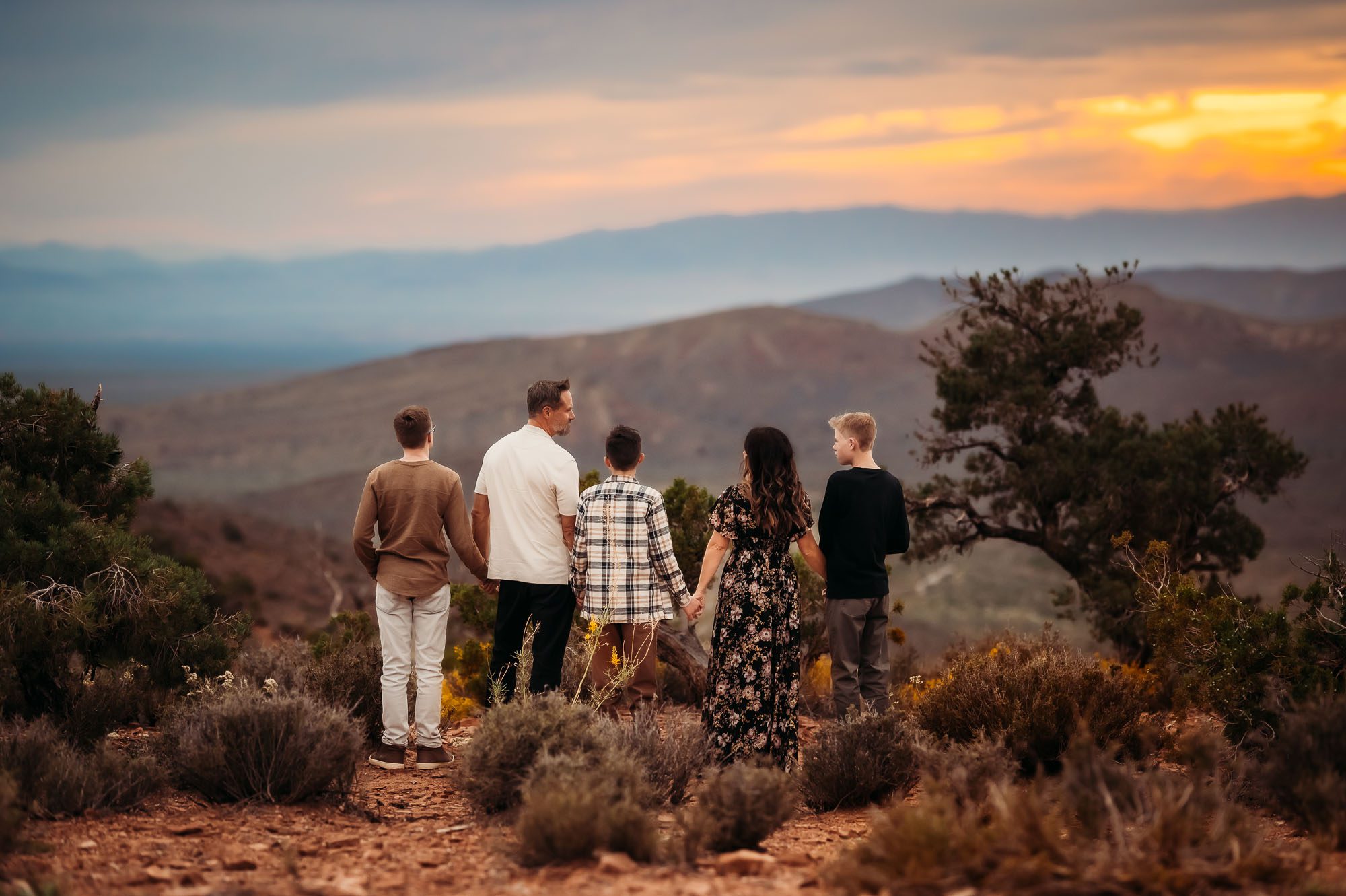 Family Pictures in East Texas | Family Holding Hands at Sunset