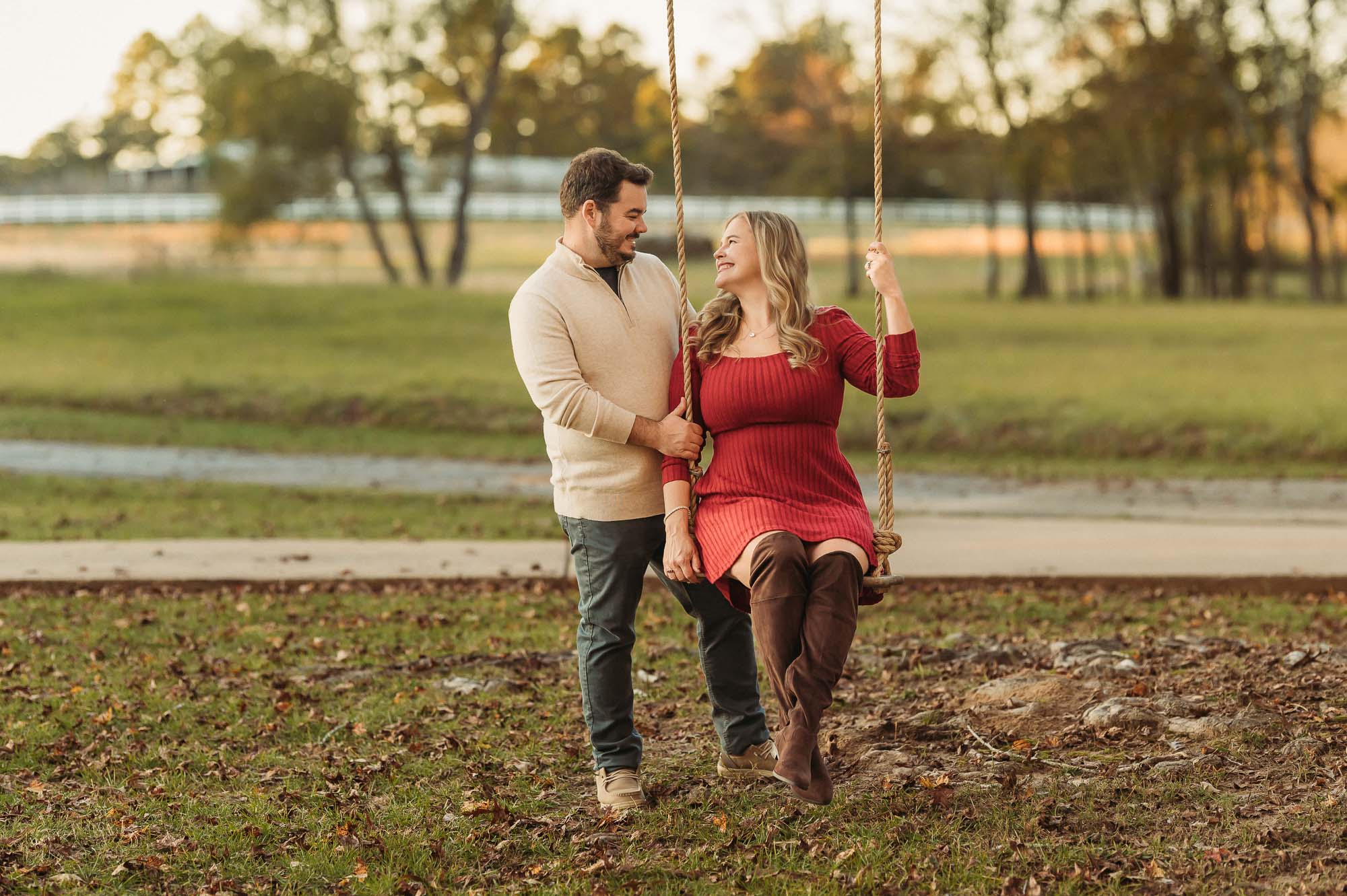 Couple portrait on tree swing | Flint Texas Family Photographer