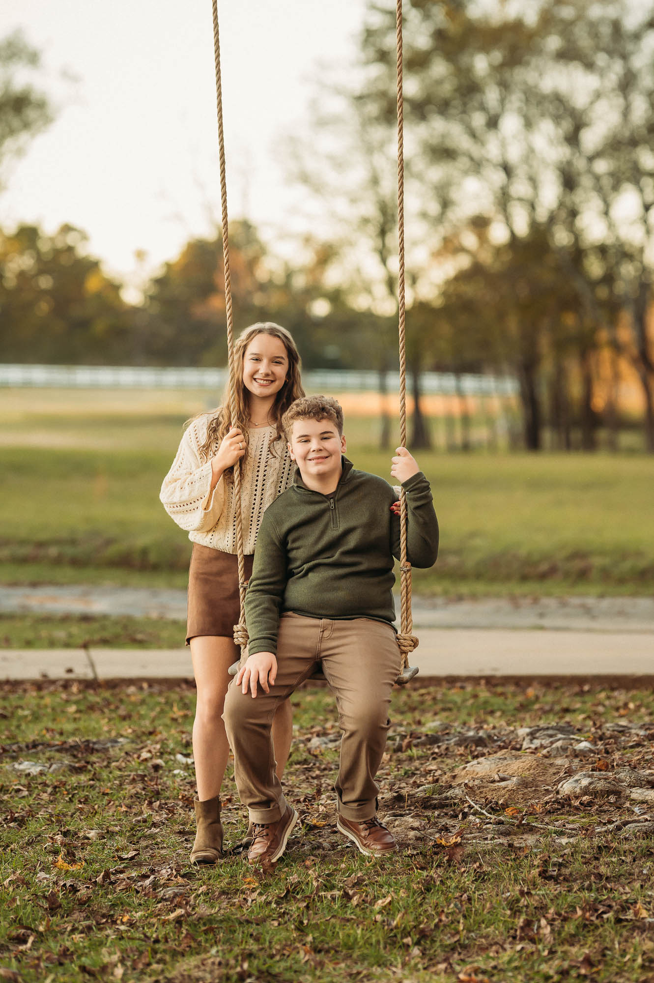 Sibling Portrait on Tree Swing | Flint Texas Family Photographer