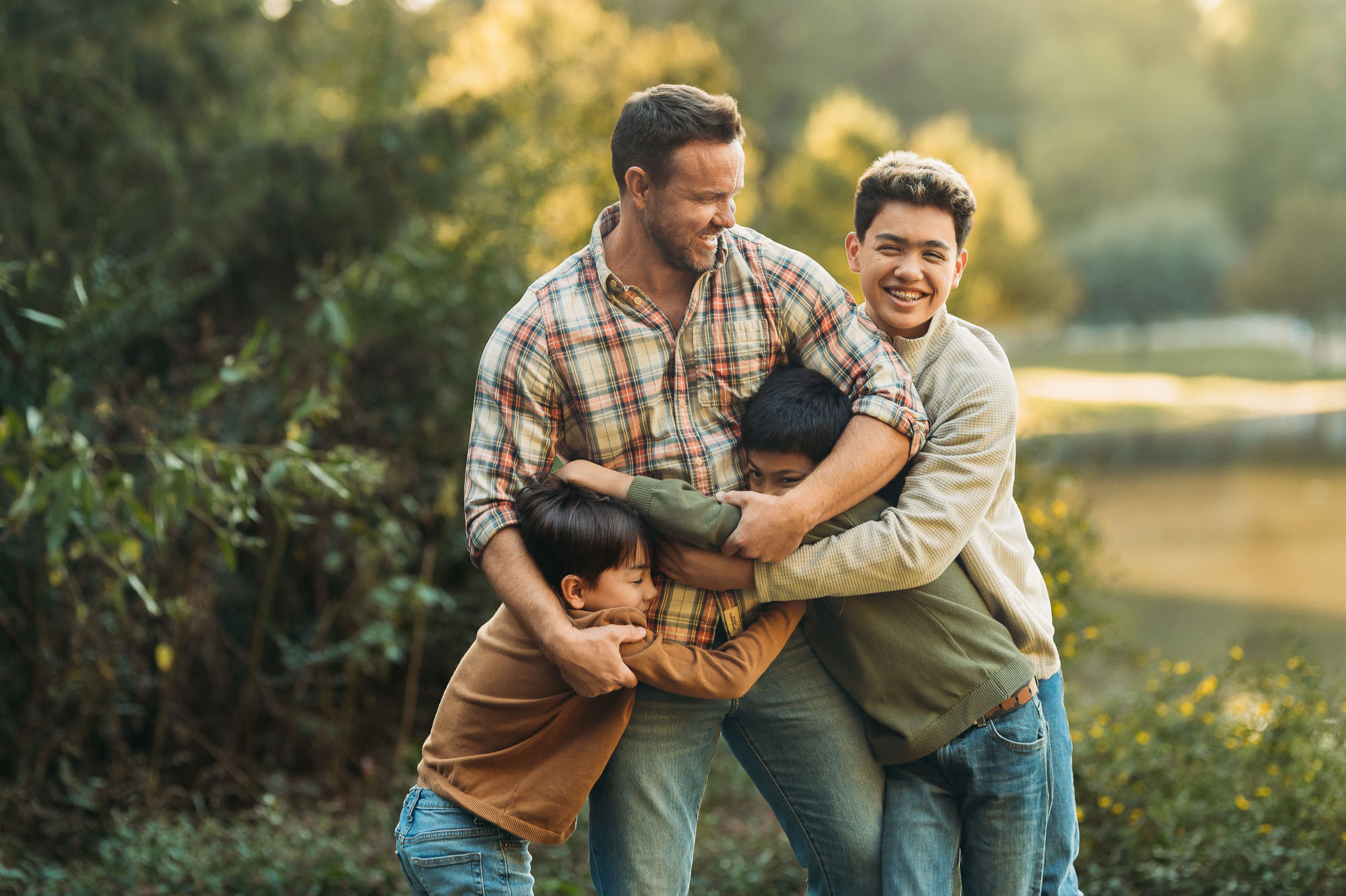 Dad playing with sons | Family Session in Tyler TX